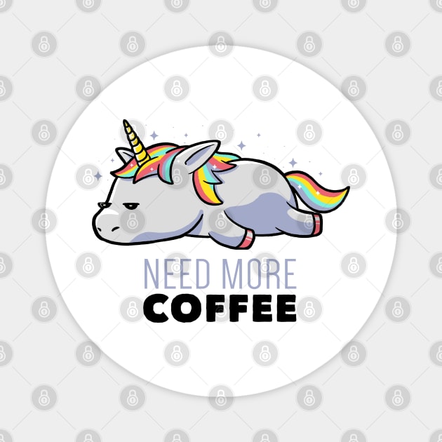 Need More Coffee Lazy Unicorn Gift Magnet by eduely